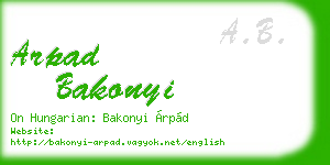 arpad bakonyi business card
